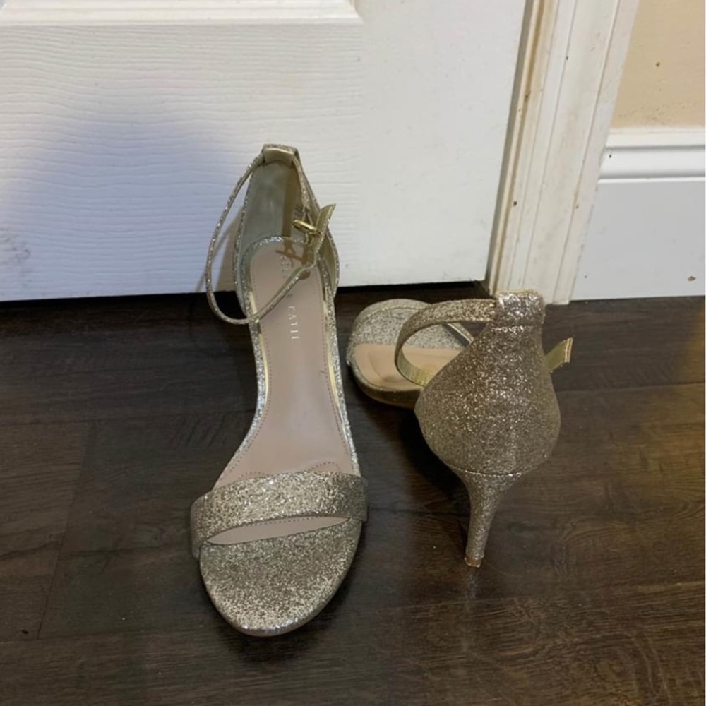 Gold sparkly heels